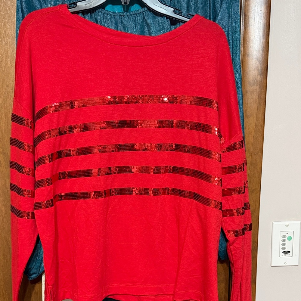 Crown & Ivy Sequin Striped Top